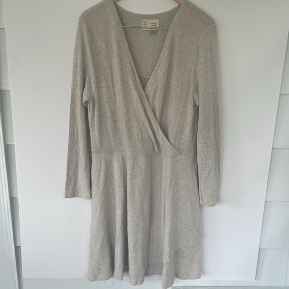 Anthropologie Saturday Sunday Cream Viscose Blend Cloud Fleece Wrap Dress XL - Picture 3 of 15